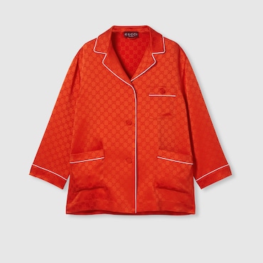 GUCCI GG Satin Shirt, Size 46 IT