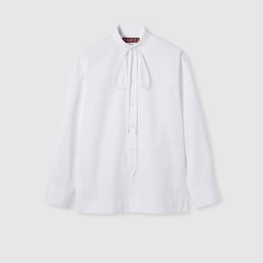 GUCCI Cotton Poplin Shirt With Embroidery, Size 48 IT