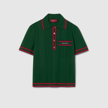 GUCCI Polo Shirt With Striped Trim, Size S