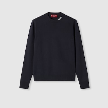 GUCCI Silk Cotton Knit Sweater With Intarsia, Size M
