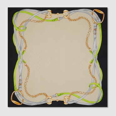 GUCCI Printed GG Silk Jacquard Carré