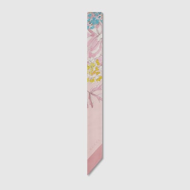 GUCCI Printed Silk Twill Neck Bow