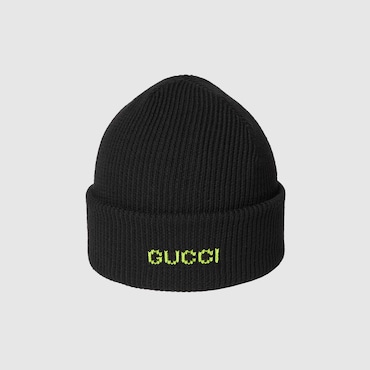 GUCCI Wool Hat With Embroidery, Size L