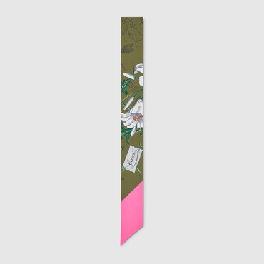 GUCCI Printed Silk Twill Neck Bow