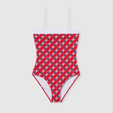 GUCCI Printed Stretch Jersey Swimsuit, Size L