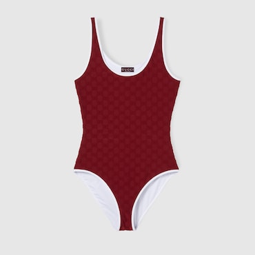 GUCCI GG Terrycloth Jersey Jacquard Swimsuit, Size S