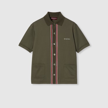 GUCCI Cotton Piquet Polo Shirt With Embroidery, Size XS
