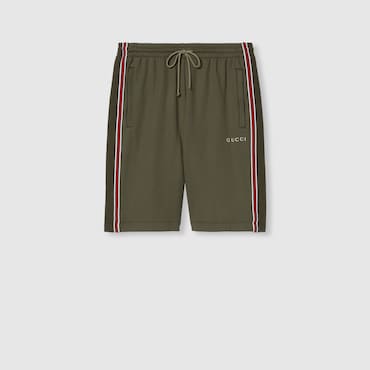 GUCCI Cotton Piquet Shorts With Embroidery, Size S