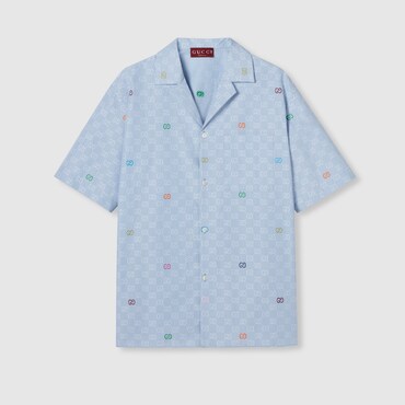 GUCCI Striped Cotton Bowling Shirt, Size 50