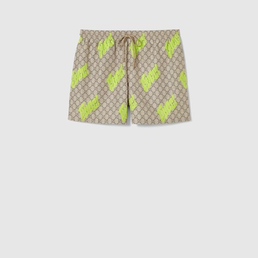 GUCCI Printed Technical Poplin Swim Shorts, Size 46 IT