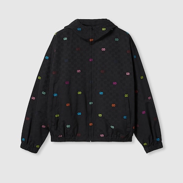GUCCI GG Cotton Ripstop Zip Jacket, Size 50