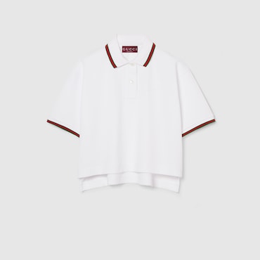 GUCCI Cotton Piquet Polo Shirt With Web, Size XXS