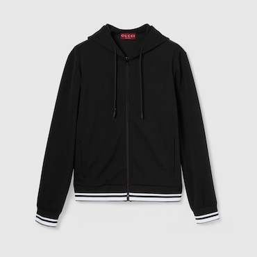 GUCCI Technical Jersey Hooded Zip Jacket, Size S