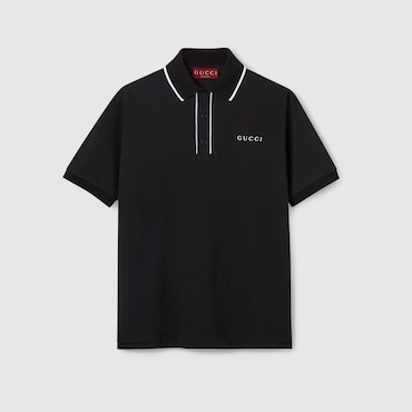GUCCI Cotton Piquet Polo Shirt With Embroidery, Size XS