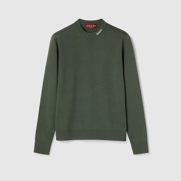 GUCCI Silk Cotton Knit Sweater With Intarsia, Size XL