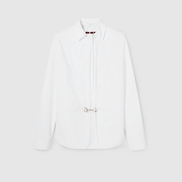 GUCCI Chemise En Popeline De Coton Avec Détail Mors, Taille 42 IT