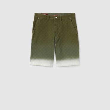 GUCCI Bleached GG Cotton Denim Jacquard Shorts, Size 44 IT