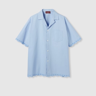 GUCCI Cotton Bowling Shirt With Embroidery, Size 54