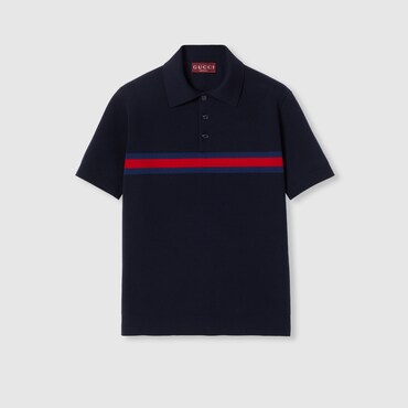 GUCCI Cotton Piquet Polo Shirt With Web, Size XS