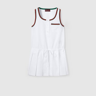 GUCCI Cotton Poplin Dress With Web, Size 44 IT