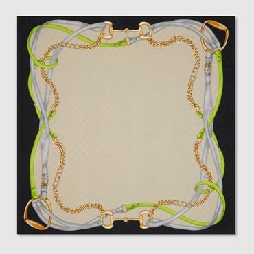 GUCCI Printed GG Silk Jacquard Carré