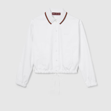 GUCCI Chemise En Popeline De Coton Avec Cordon Coulissant, Taille 42 IT