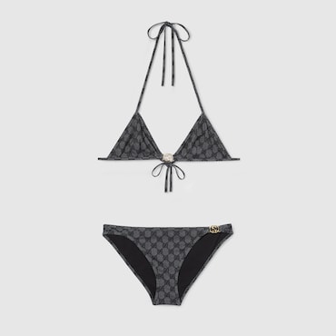GUCCI Printed GG Stretch Jersey Bikini, Size L