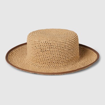 GUCCI Straw Boater Hat, Size S
