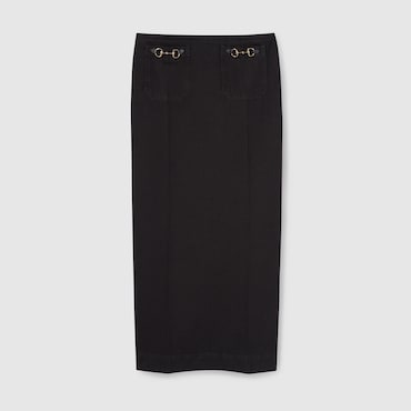 GUCCI Denim Skirt With Horsebit, Size 42 IT
