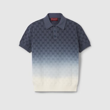 GUCCI Polo In Maglia Di Cotone GG Jacquard, Taglia XL