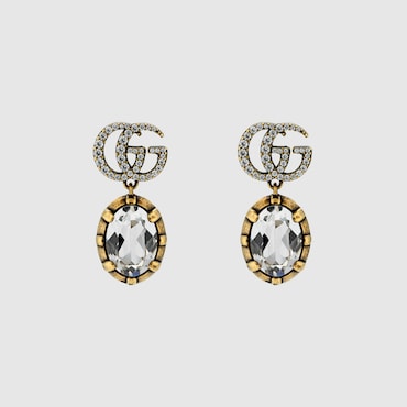 GUCCI GG Marmont Crystal Earrings