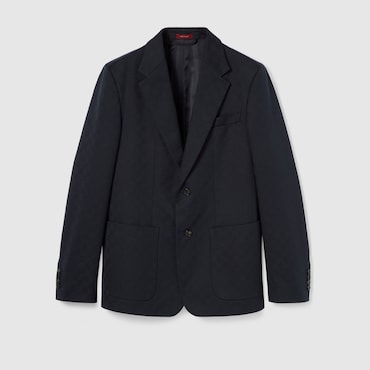 GUCCI GG Cotton Gabardine Jacquard Jacket, Size 60