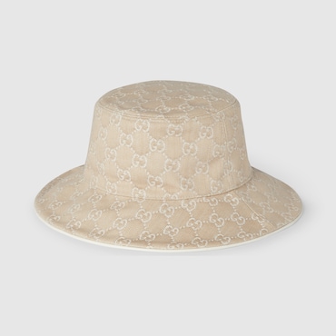 GUCCI GG Denim Bucket Hat With Horsebit, Size XL