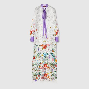 GUCCI Printed Cotton Dress, Size 46 IT