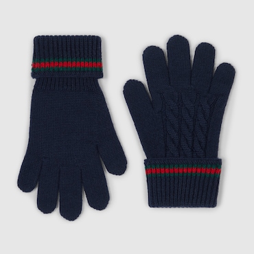 GUCCI Kids - Wool Gloves With Web, Size S