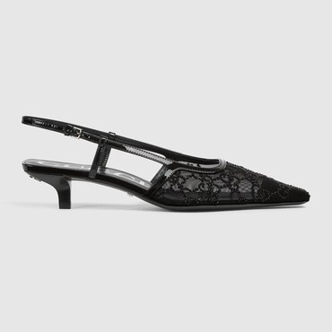 GUCCI Women's GG Crystal Slingback Pump, Size 39 IT