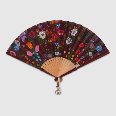GUCCI Small Flora Print Fan
