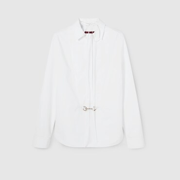GUCCI Cotton Poplin Shirt With Horsebit, Size 50 IT
