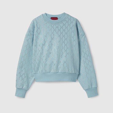 GUCCI Cotton Jersey Sweatshirt With Crystals, Size XL