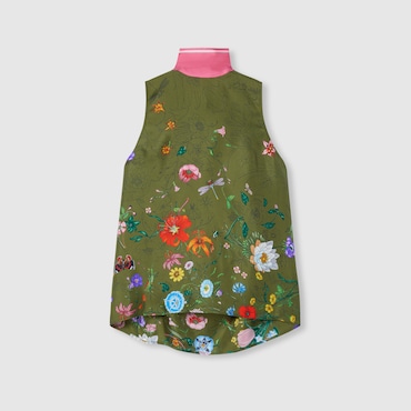 GUCCI Printed Sleeveless Silk Top, Size 46 IT