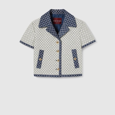 GUCCI Veste En Coton Bouclé Motif Diamant, Taille 44 IT