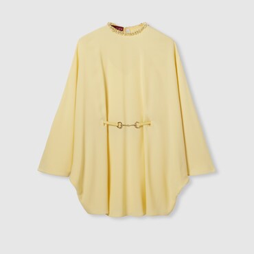 GUCCI Silk Cady Dress With Horsebit Belt, Size 44 IT