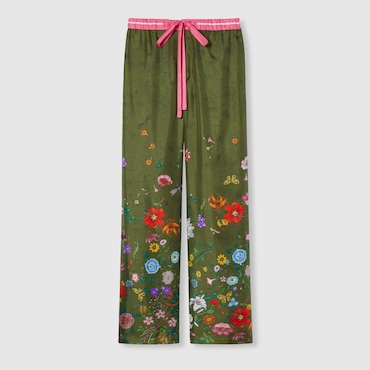 GUCCI Printed Silk Pants, Size 40 IT
