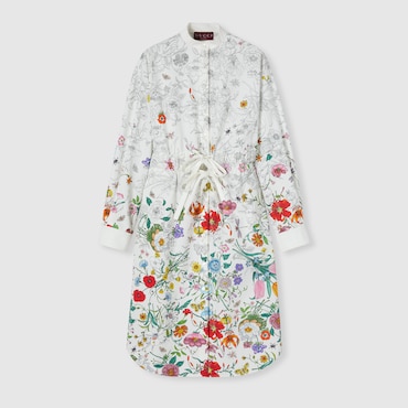 GUCCI Printed Cotton Poplin Dress, Size 38 IT