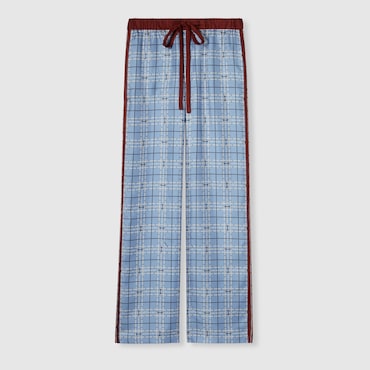 GUCCI Pantalon En Twill De Soie Imprimé, Taille 40 IT
