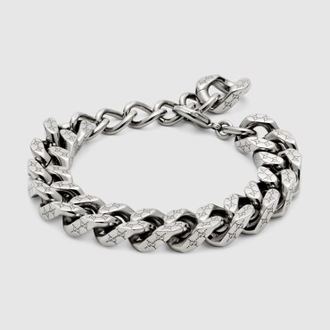 GUCCI Signature Engraved Chain Bracelet, Size S