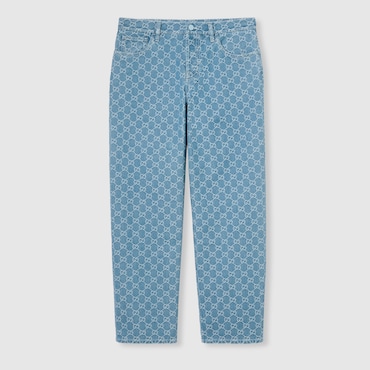 GUCCI GG Denim Jacquard Pants, Size 27