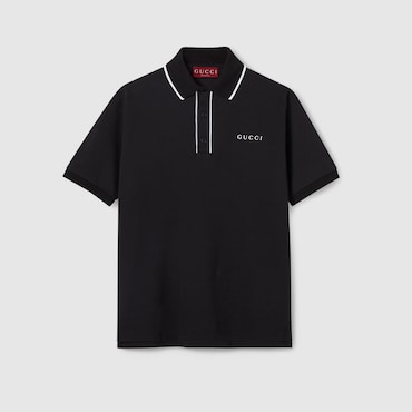 GUCCI Cotton Piquet Polo Shirt With Embroidery, Size XXL
