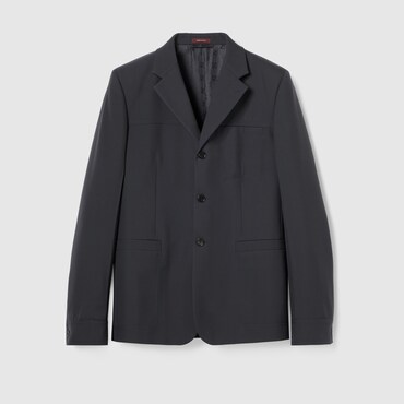 GUCCI Single-breasted Wool Twill Jacket, Size 50 IT