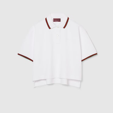GUCCI Cotton Piquet Polo Shirt With Web, Size XXL
